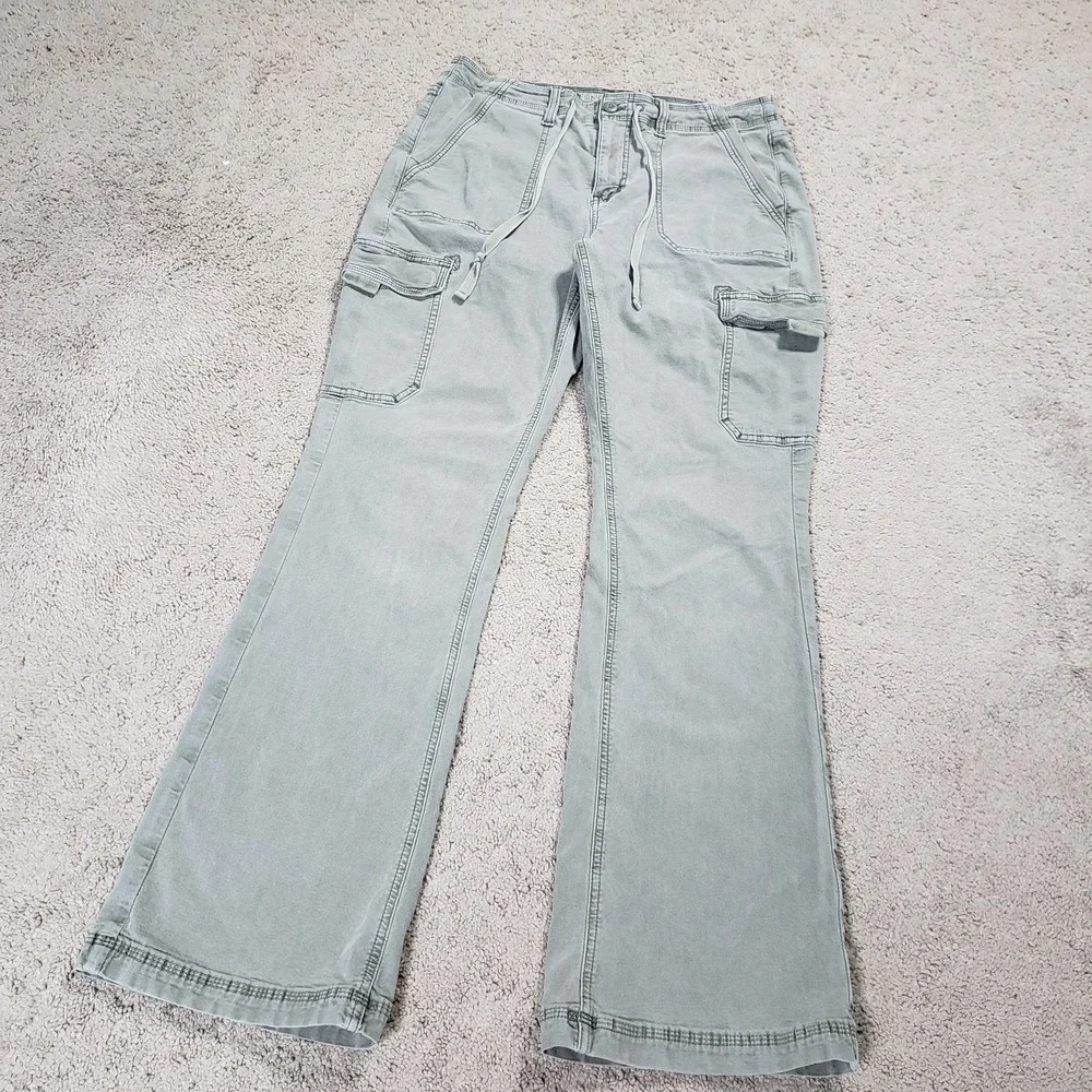 American Eagle Outfitters Women Pants 6 LONG Green Cargo Classic Bootcut - Picture 3 of 13